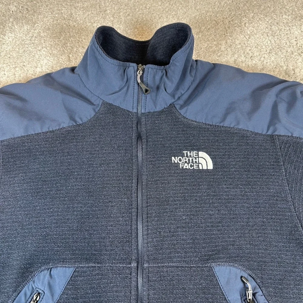 The North Face Summit Series Fleece Jacket Mens L Navy Blue Full Zip Softshell